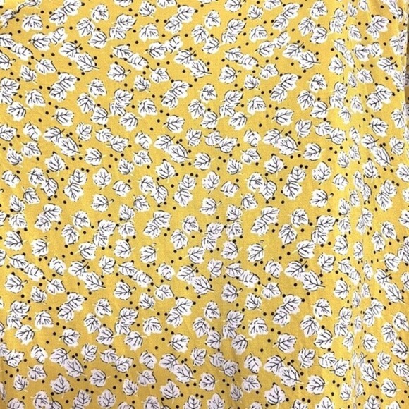 Cynthia Rowley Fall Leaves Patterned Blouse Yellow Long Sleeve V-Neck Womens XL - Picture 4 of 10